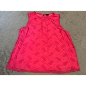 Torrid Hot Pink Pineapple Embroidered Mesh Sleeveless Top Plus Size 4 Crochet